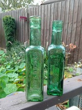 2 x WW1 Era Home Front Vivid Apple Green Fletchers Tiger Sauce Bottles