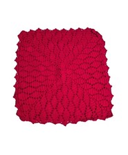 Crochet Handmade Cushion Cover Vintage Style Circle Red Colour 15.5"/15"