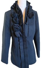 Pea Coat Floral Neck Rosettes Rose Ruffle Collar Victorian Jacket Steampunk M/6