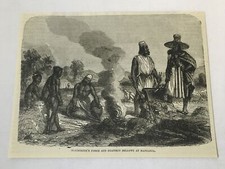 1877 magazine engraving~ BLACKSMITH'S FORGE AND GOATSKIN BELLOWS Africa
