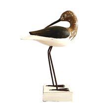 Wooden SANDPIPER Hand Carved Figure Coastal Bird Watcher Gift 32cm x 22cm x 11cm