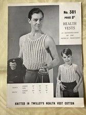 Twilley's vintage knitting pattern 381. Health string vest in cotton. ORIGINAL.