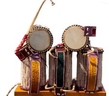 AFRICAN TALKING DRUM FROM YORUBAS OF NIGERIA, INCLUDING DRUM STICK - ILU GAN GAN