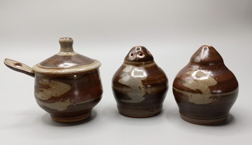 Crowan pottery cruet set - pottery, set.