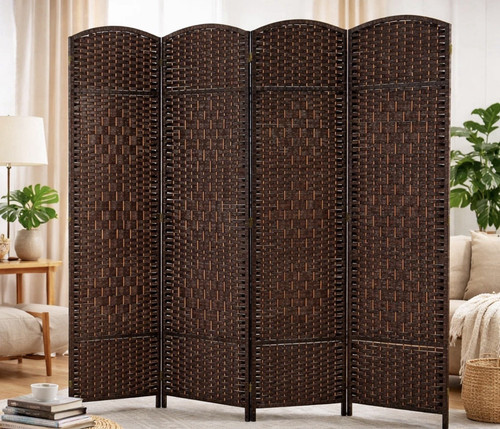 Brown wicker woven panel - brown,