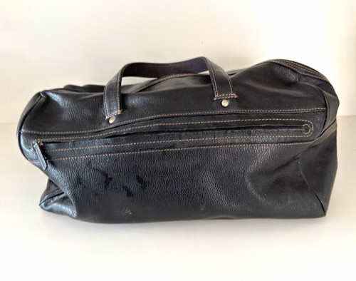 Black leather duffle holdall - black,