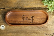 Handmade Small Wooden Oval Tray for Any Stuff Engraved Home Organise Desk Tidy