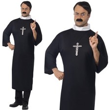 Mens Priest Fancy Dress Costume Men's Vicar Father Outfit Black/White by Smiffys