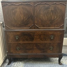 Retro Vintage Tall Boy Gentleman's Cabinet Linen Press Chest Drawers Buffet