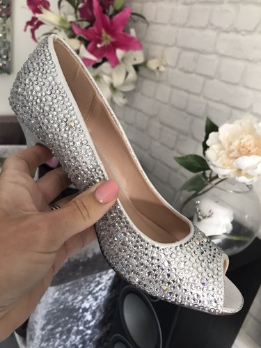 Silver diamanté sparkly heels - sparkly,