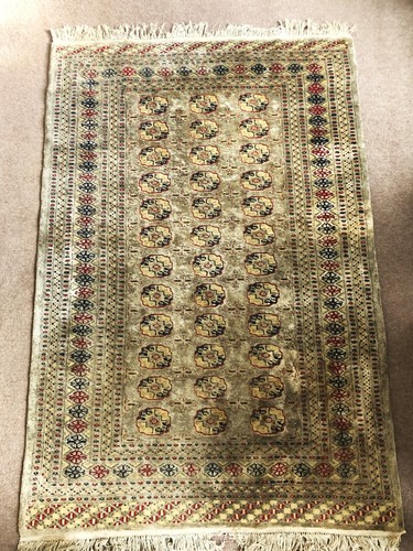 Vintage silk and wool rug - and,