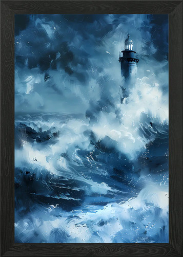 Lighthouse the storm framed - the,