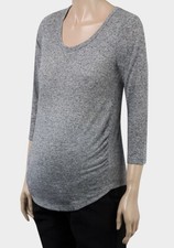 H&M Maternity Top Grey Linen Blend Casual Office All Stages of Maternity