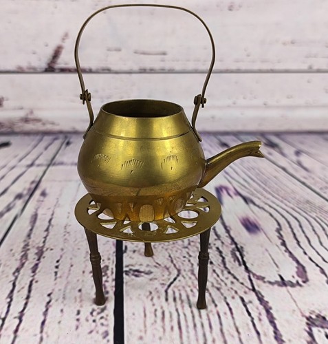 Vintage brass teapot - brass,