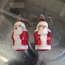 Old World Christmas Ornaments Santa Claus SET of 2 Glass Miniature