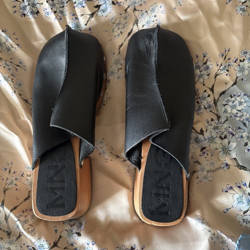 Mango black leather clogs with - mango,