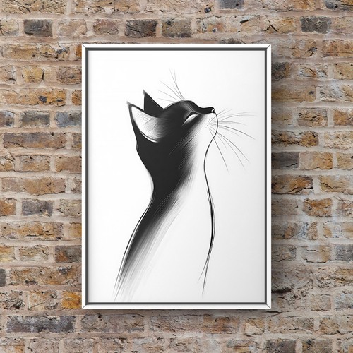 Black white cat print a4 - &, |