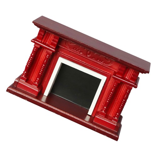 Red wooden fireplace model - fireplace,