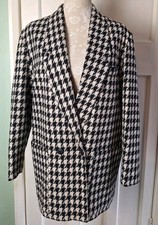 Hamells Black Houndstooth Wool Blend Relaxed Blazer Jacket - Size 12
