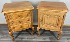 Pair of  Bedside Tables Vintage French Louis Oak Nightstands Cabinets LOT 4265