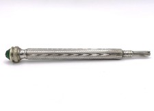 Antique Silver Plated Propelling Pencil With Green Stone/Glass/Paste.  1820’s