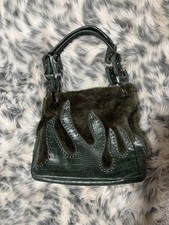 Beautiful winter green faux fur bag with stud detail. New