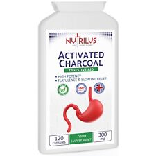 Activated Charcoal 120 Capsules 300mg - Flatulence Relief - High Potency - UK