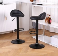 Set of 2 Bar Stools Faux Leather Kitchen Low Back Breakfast Bar GREY,  BLACK