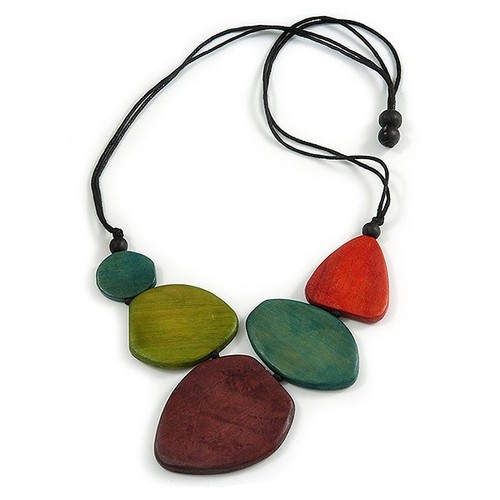 Geometric wood bead - bead, black