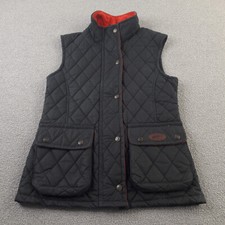 Welligogs Wax Gilet Womens UK 8 Black Quilted Country Equestrian Body Warmer