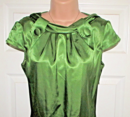 Liquid satin green dress - satin,