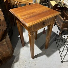 Vintage Solid Mango Wood Single Drawer Pedestal Lamp Table Side Table