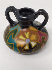 ANTIQUE GOUDA ARNHEM 2 HANDLED POTTERY POSY VASE MOMA pattern approx 3" height