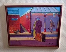 Joe Rust Original 2012 Framed Canvas Painting Running Late' Railway Northern Art