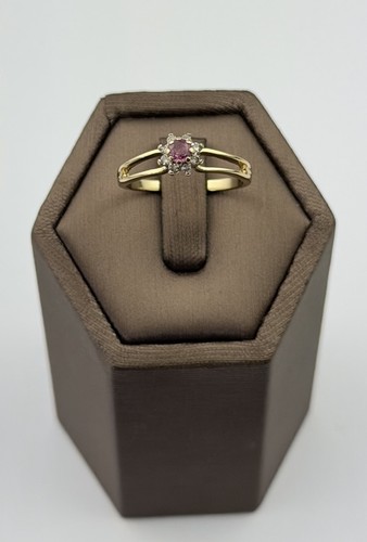 Ruby and diamond 9ct gold - ruby,