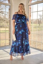 Yours Curve Women's Plus Size Floral Ruffle Maxi Dress