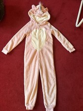 George Girls Pink Fluffy Fleece Pink Unicorn One Piece All In One Age 7-8 Years
