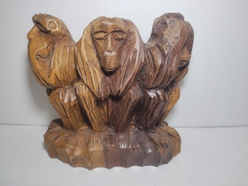 Wood carved three - wood, monkeys