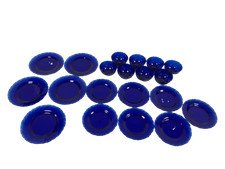 Vintage Duralex Blue Swirl Glass Dinnerware Set Plates & Bowls Bundle Pre Owned