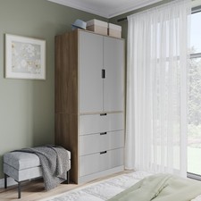 2 Door Modern Wardrobe with 3 Drawer Storage and Hanging Rail Bedroom Furniture