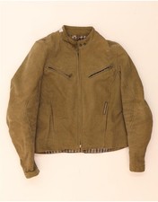 TUCANO URBANO Womens Moto Racer Bomber Jacket UK 14 Medium Khaki Cotton DS01