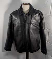 Mens Schott NYC Black Thick Cowhide Leather Bomber Jacket VGC - Size Medium