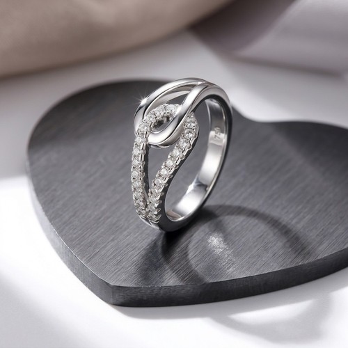 Silver steel twist knot ring - steel,