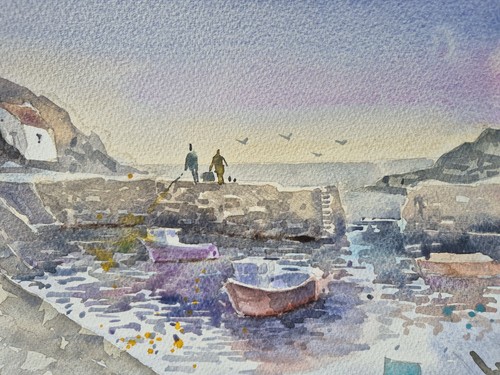 Harbour scene original - scene,