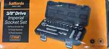 Halfords 18 Piece 3/8 inch Drive Imperial Socket Set Complete 72 tooth ratchets