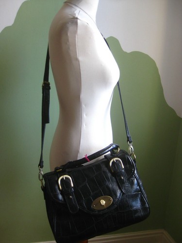 Faux leather satchel - leather,