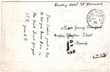 LANCASHIRE - GREAT HARWOOD 1910 POSTAGE DUE UNSTAMPED POSTCARD