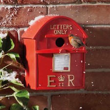 Red Letter Box Birdhouse Frost-Proof Garden Nesting Box Gift for Bird Lovers