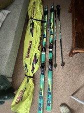Volkl P10 SLC Skis 195cm + Salomon 957 Bindings & Poles w/ Ski Bag Retro 1980s