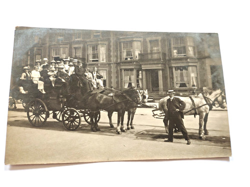 Antique postcard charabanc - antique,